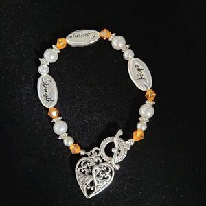 Multiple Sclerosis Awareness Bracelet Sterling Silver Plated MS